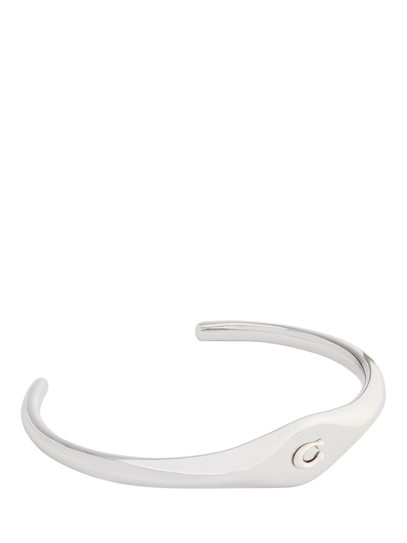 Coach Signet Sculpted C Open Cuff, Rhodium