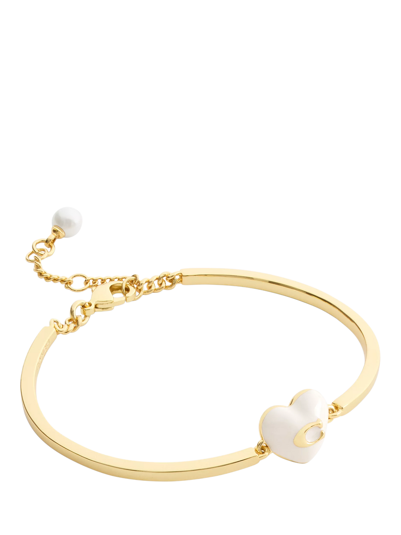 Coach heart charm cuff bracelet in gold with enamel - British product