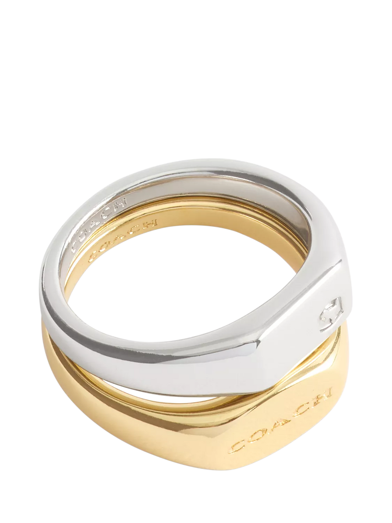 Coach signet ring set two-tone size O - British product