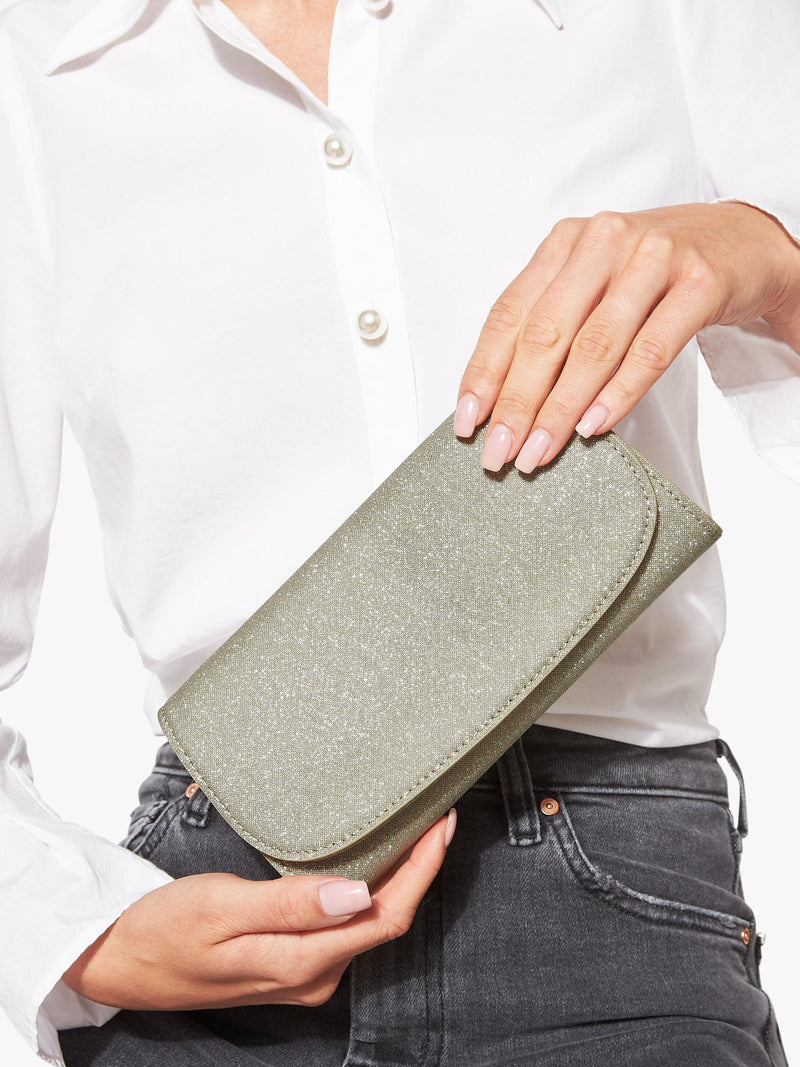 KG Kurt Geiger glittery gold clutch bag (British brand)