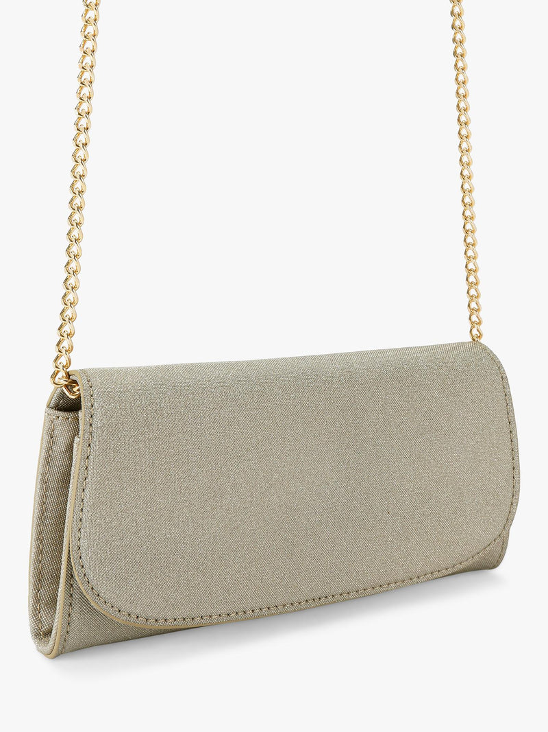 KG Kurt Geiger glittery gold clutch bag (British brand)