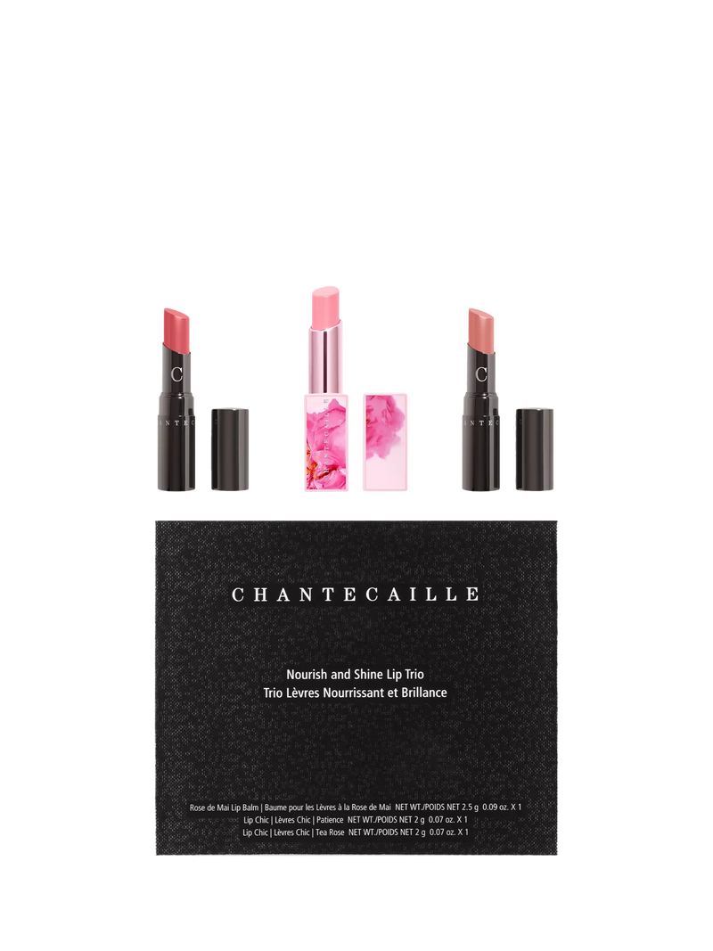 Chantecaille lip trio gift set with balm and two lipsticks - British product