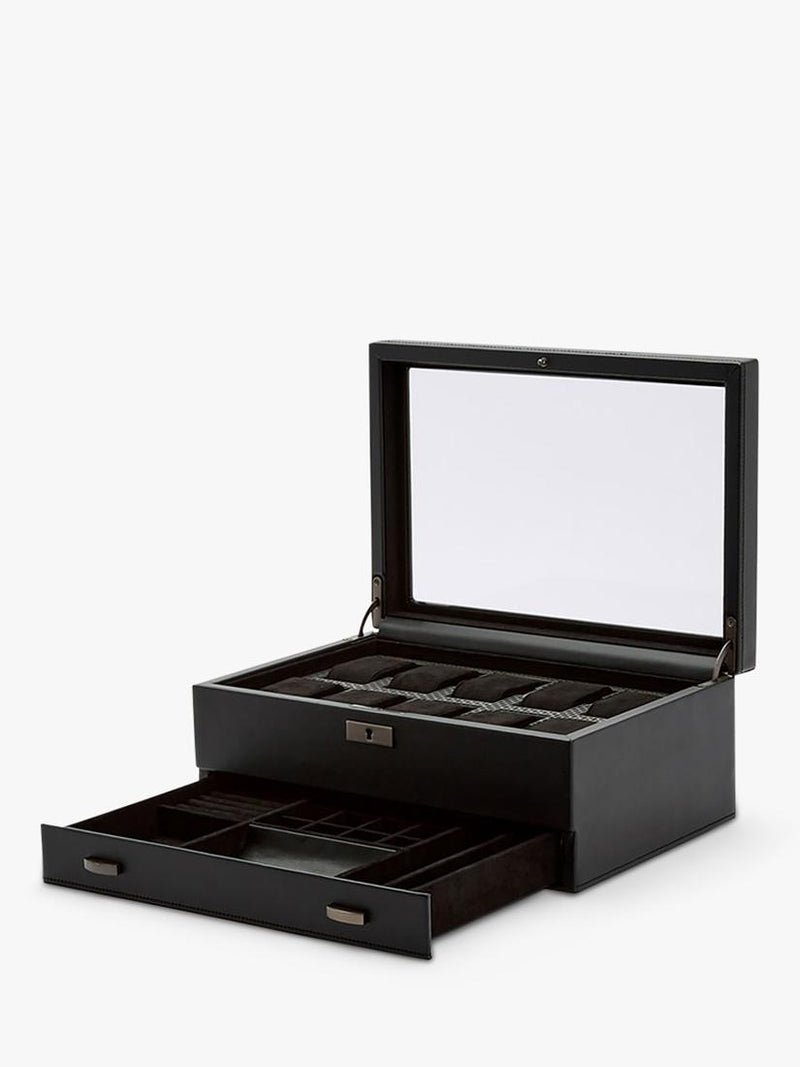 WOLF Axis vegan leather watch box 10 piece - British product