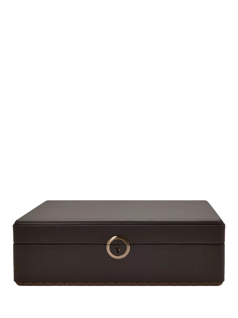 WOLF Earth Apple Leather 5 Piece Watch Box with Storage