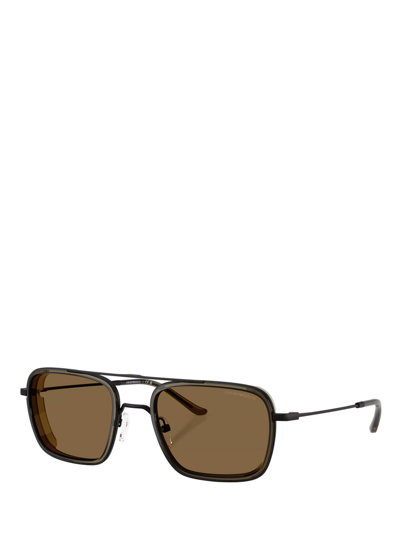 Emporio Armani square sunglasses matte black brown - British product