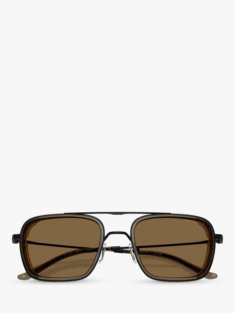 Emporio Armani square sunglasses matte black brown - British product