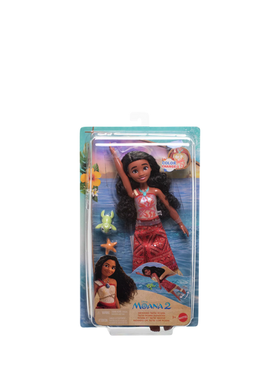 Disney Moana 2 Fargeendrende Svømmende Motedukke med Skilpadde og Sjøstjerne