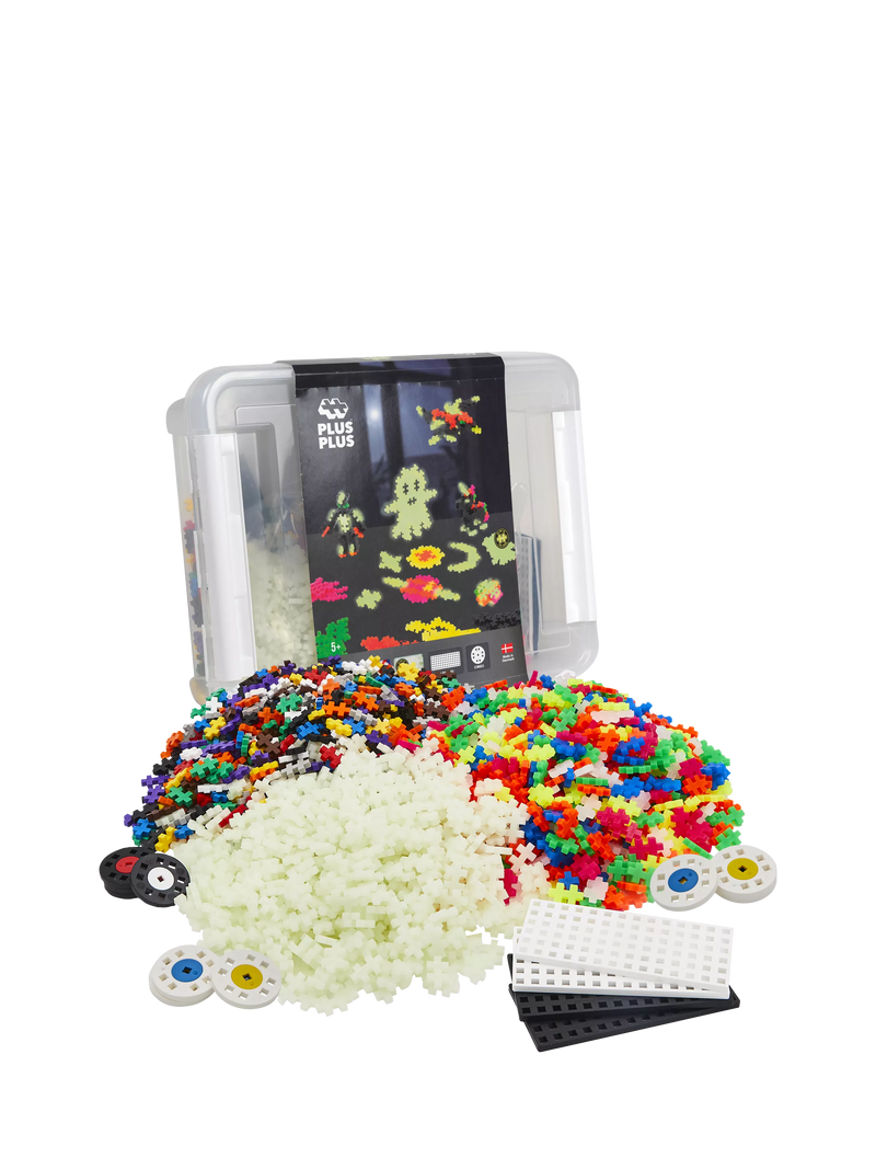 Plus-Plus Build & Glow storage box 2000 pieces, imported from the UK