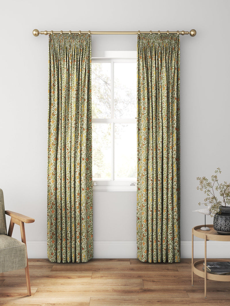 William Morris At Home Fruit curtains in Lichen, UK version