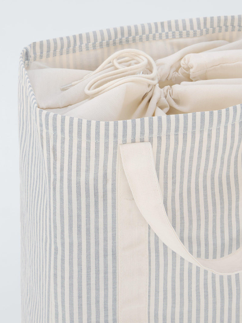 John Lewis stripe laundry bag grey natural - British product