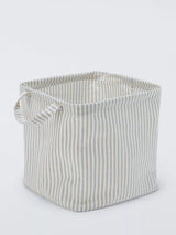 John Lewis John Lewis Stripe Open Storage Cube Grey/Natural- Buy online at McGrocer