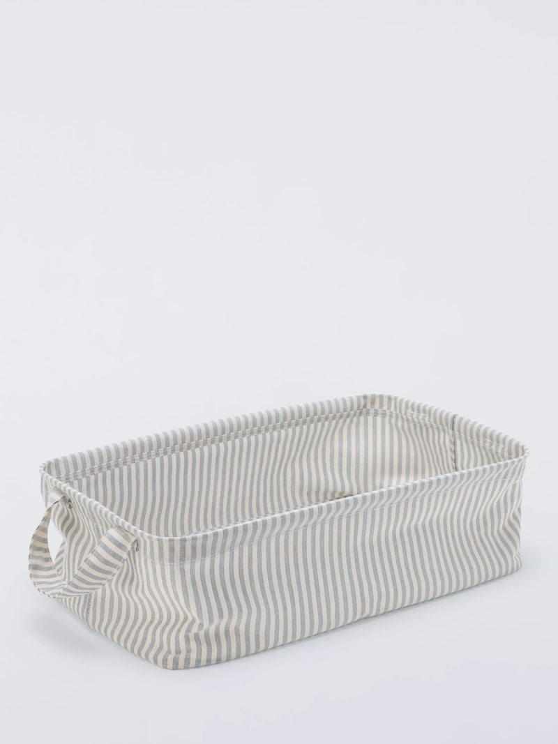 John Lewis stripe open storage box grey natural large, UK version