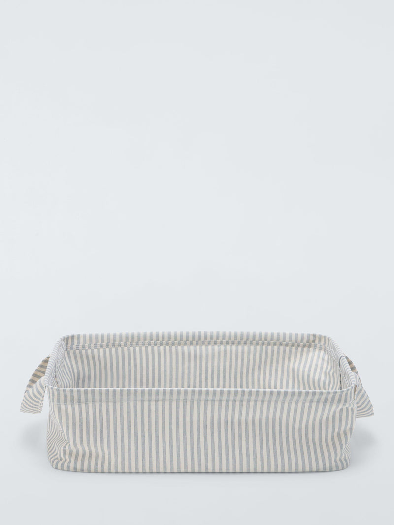 John Lewis stripe open storage box grey natural large, UK version
