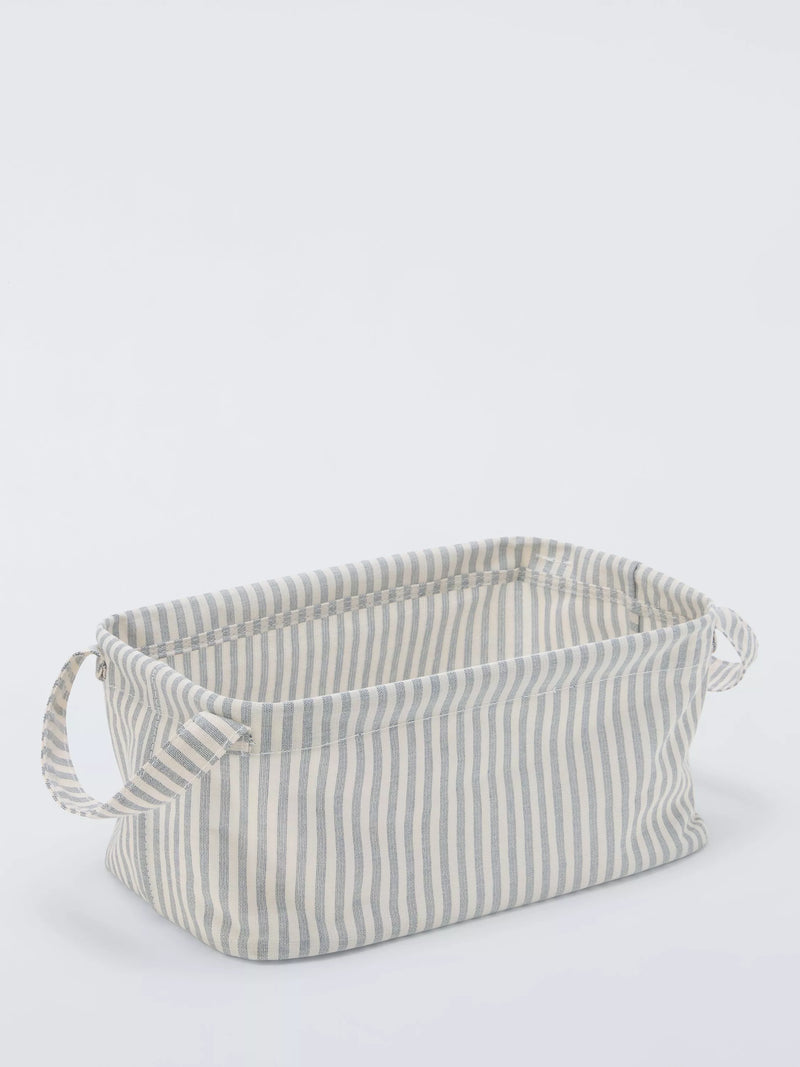 John Lewis stripe storage box grey natural small (British brand)