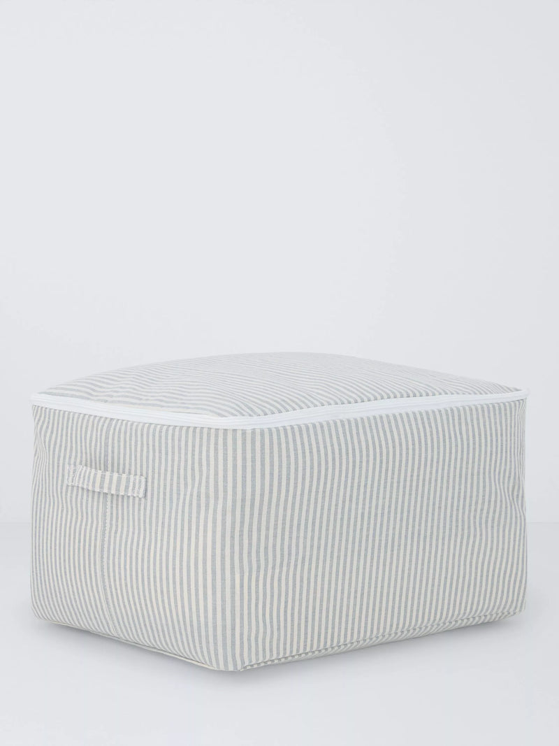 John Lewis grey and natural striped zipped storage bag large (British brand)