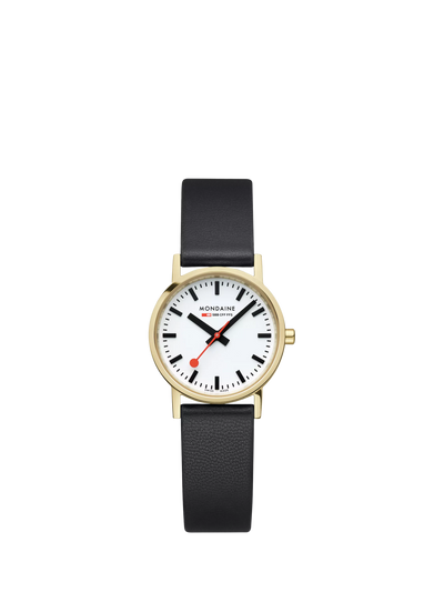 John Lewis Mondaine Women's Classic Collection 30mm Vegan Leather Strap Watch, Black- Buy online at McGrocer