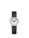 Mondaine classic watch 30mm black vegan leather strap - British product