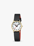 Mondaine classic watch 30mm black vegan leather strap - British product
