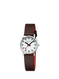 Mondaine women's classic watch 30mm brown vegan leather strap, imported from the UK