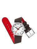 Mondaine women's classic watch 30mm brown vegan leather strap, imported from the UK
