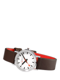 Mondaine women's classic watch 30mm brown vegan leather strap, imported from the UK