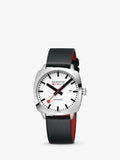 Mondaine automatic watch 39mm black vegan leather strap - British product