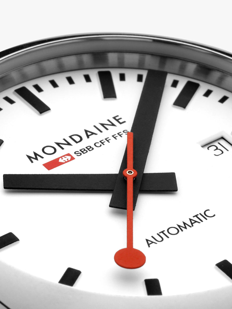 Mondaine Cushion Automatic watch 39mm silver stainless steel - British product