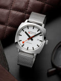 Mondaine Cushion Automatic watch 39mm silver stainless steel - British product