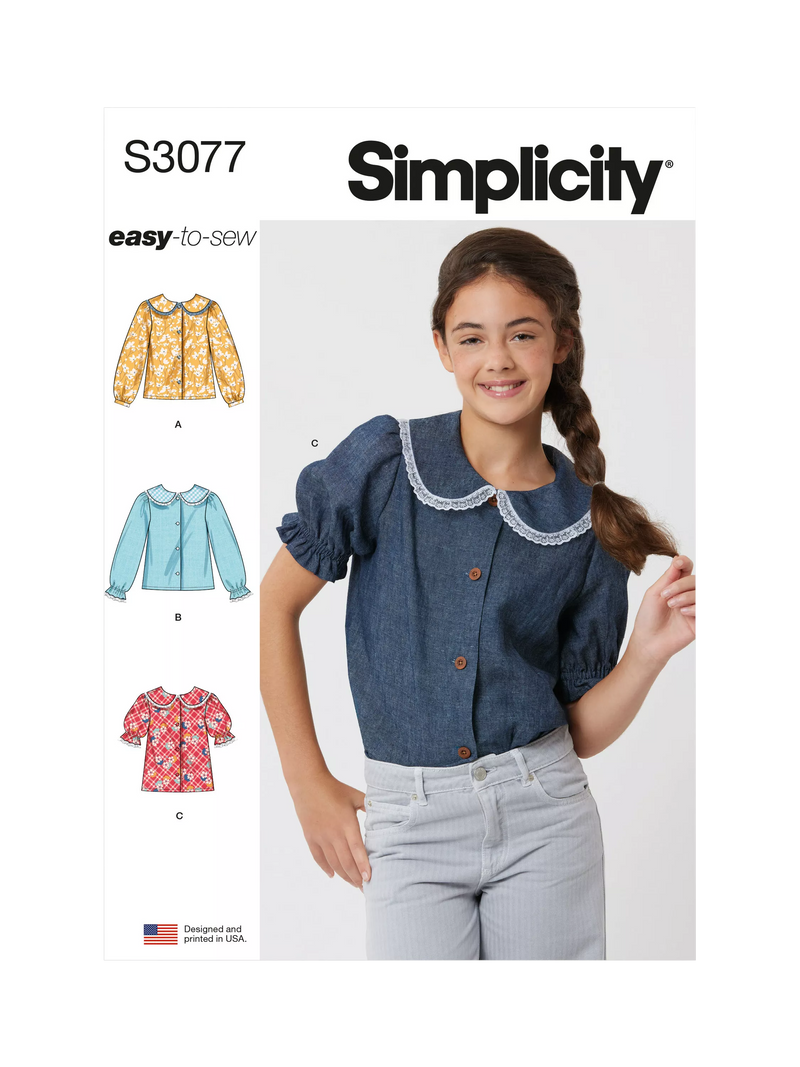 Simplicity Girls' Top Sewing Pattern S3077 - British product