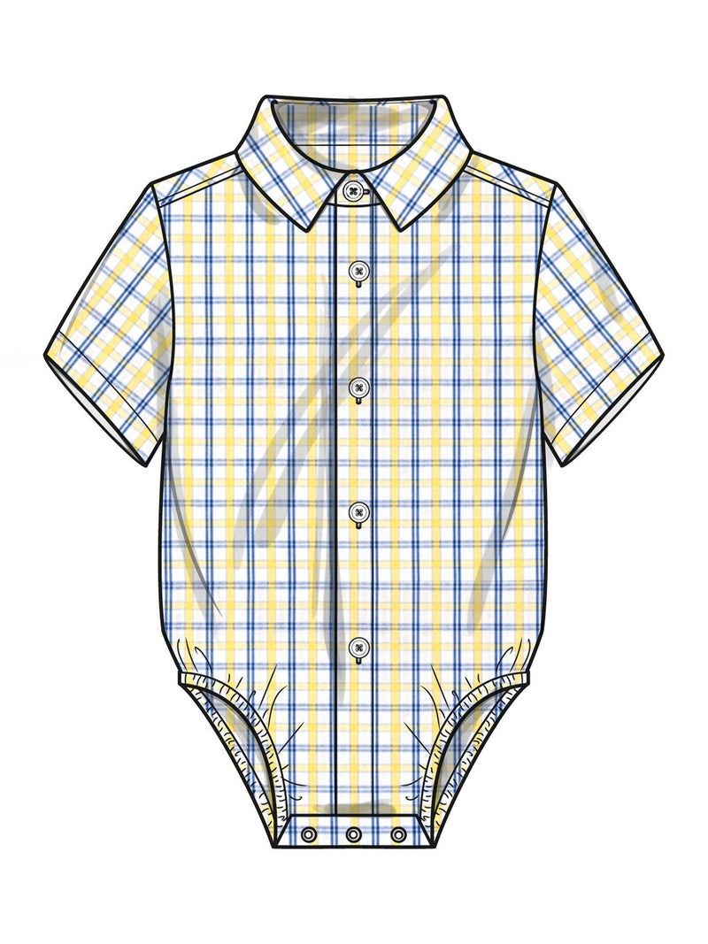 Simplicity sewing pattern baby bodysuit shorts and pants, imported from the UK