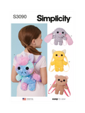 Simplicity padded animal bags sewing pattern S3090, imported from the UK