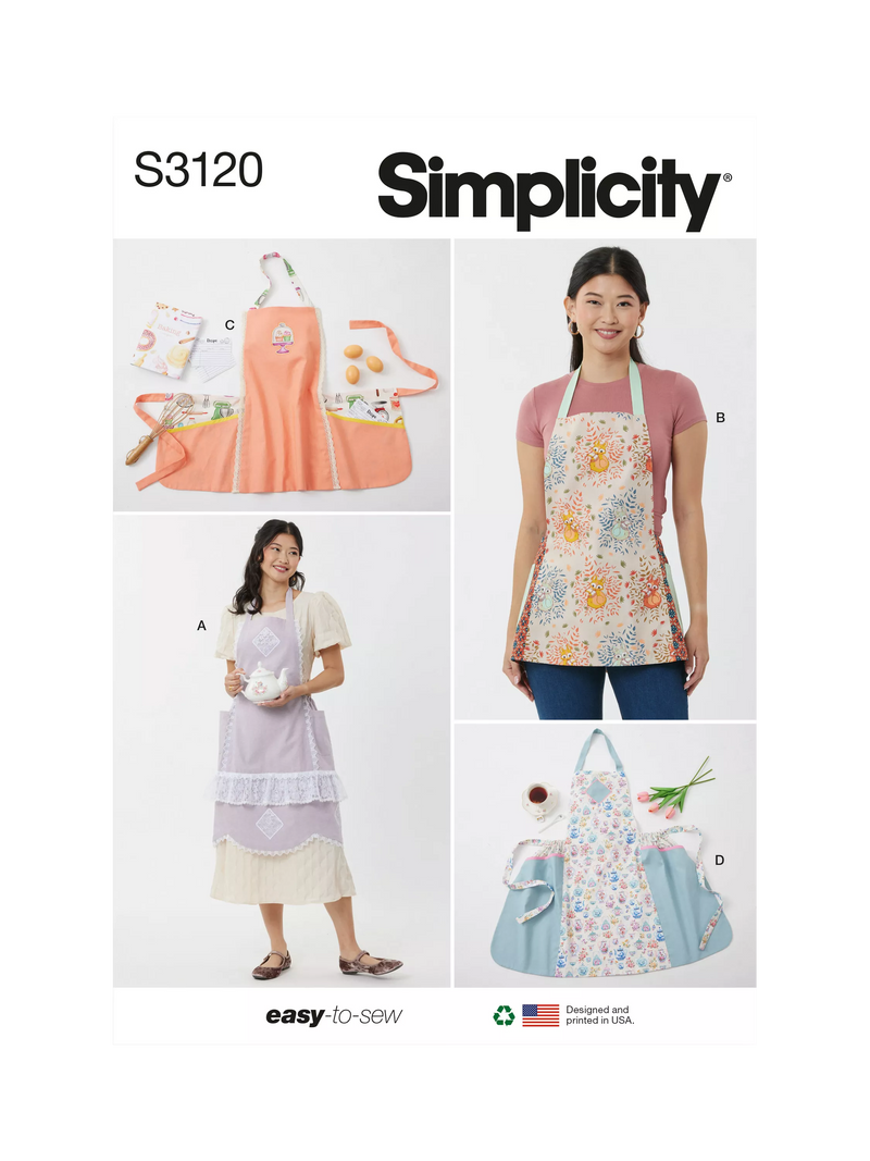 Simplicity apron sewing pattern S3120, UK version