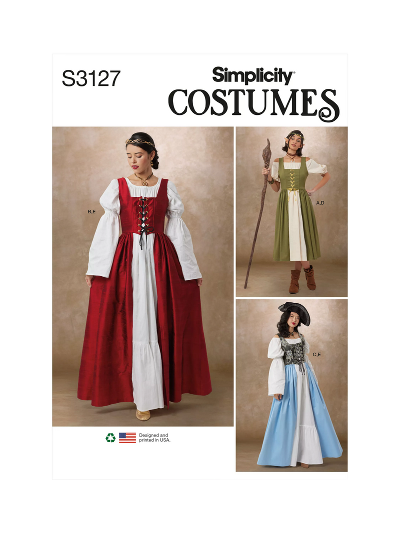 Simplicity S3127 costume overdress sewing pattern, UK version