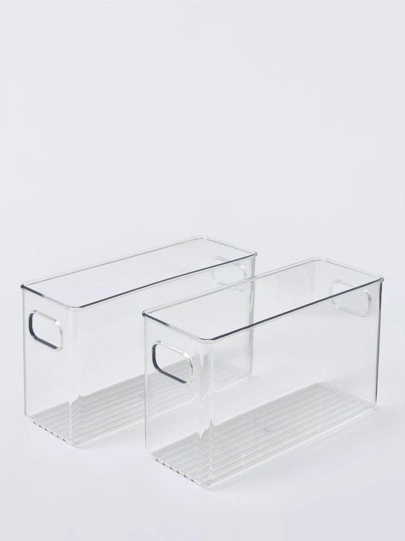 John Lewis clear plastic narrow storage box set of 2, UK version