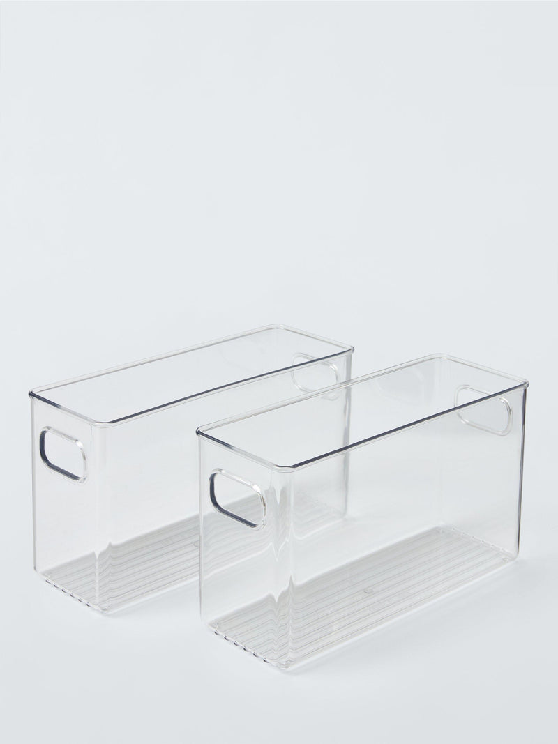 John Lewis clear plastic narrow storage box set of 2, UK version