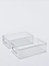 John Lewis Clear Plastic Storage Box, Deep Narrow, Set of 2- Buy online at McGrocer