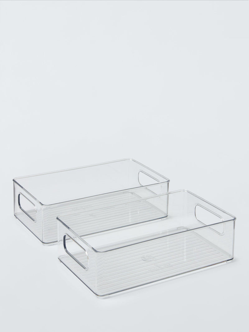 John Lewis clear plastic storage box, deep narrow, set of 2, UK version