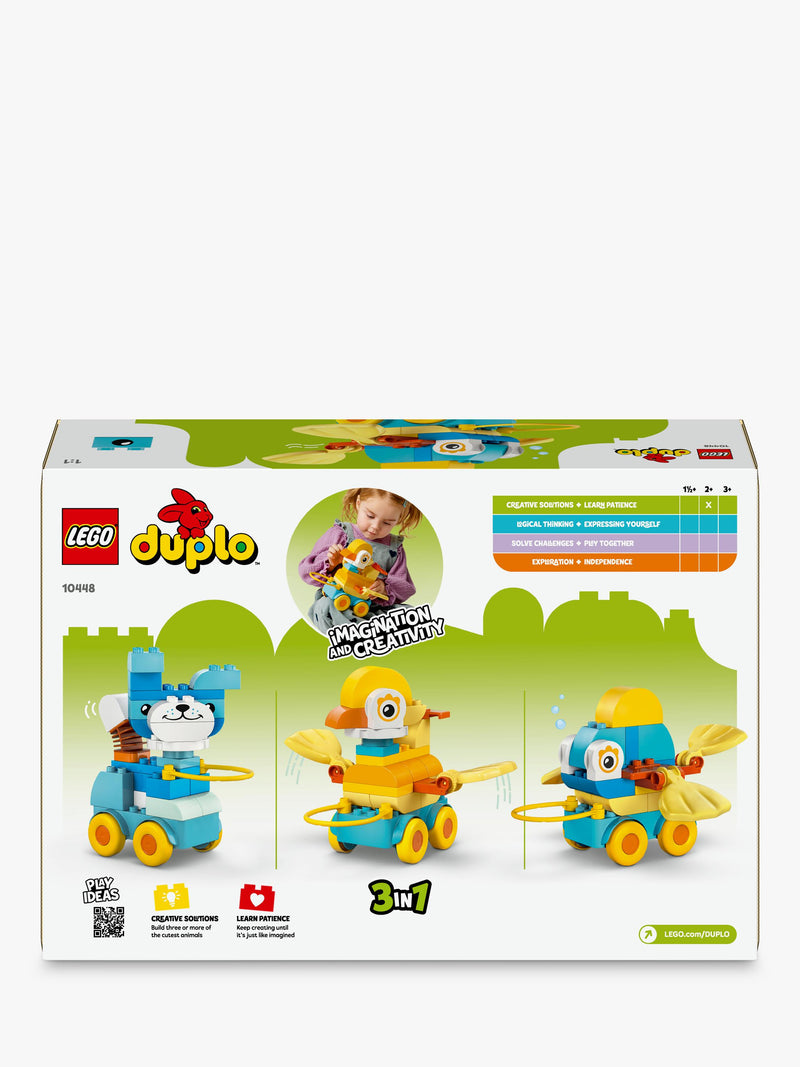 LEGO DUPLO 3-in-1 Animals on Wheels building toy, UK version