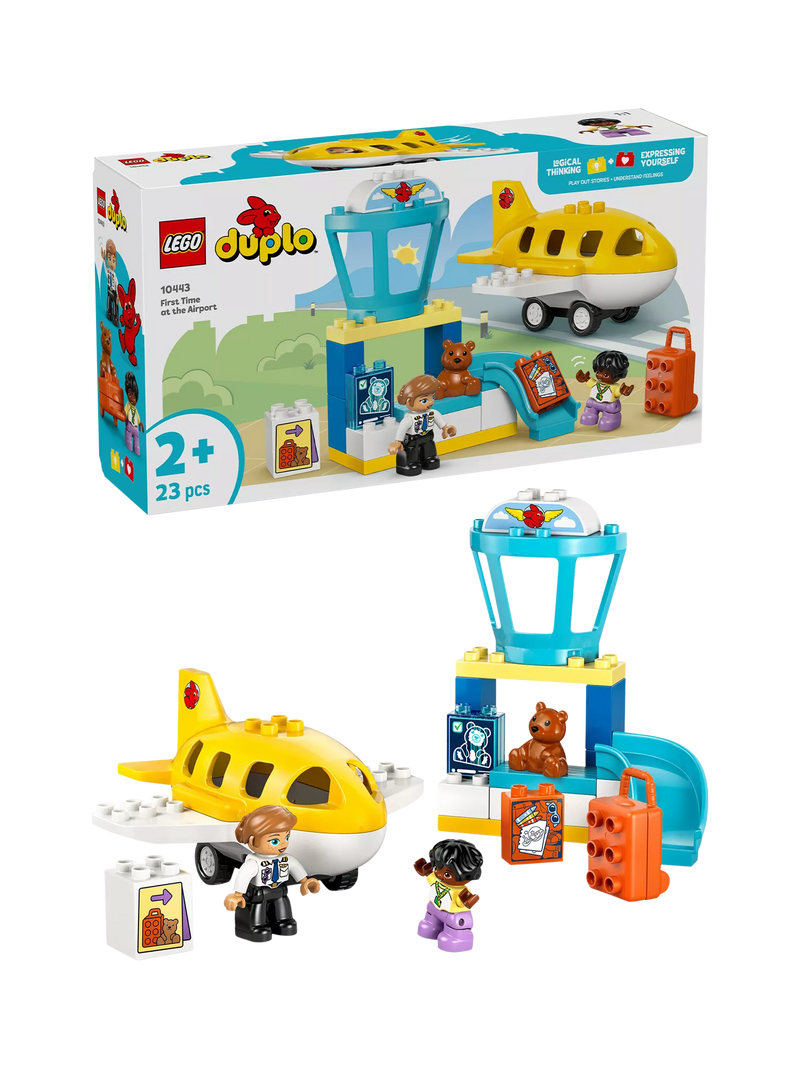 LEGO DUPLO airport playset for toddlers with figures and airplane, UK version