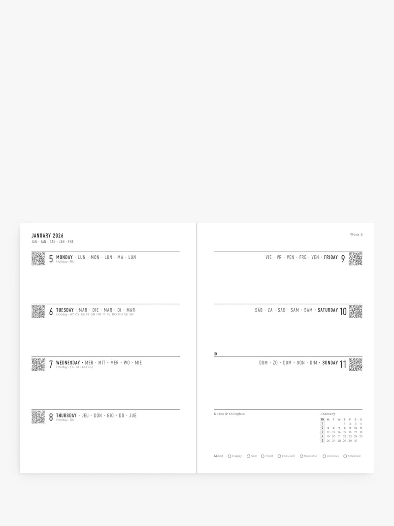 Letts A6 Conscious week to view 2026 diary in slate, UK version