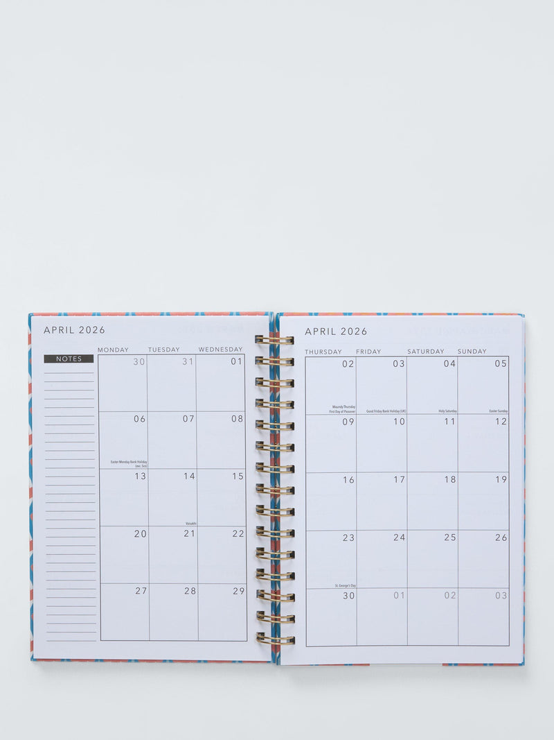 John Lewis week to view diary 2026 wavy floral A5 (British brand)