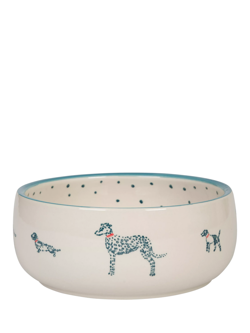 Sophie Allport Spotty Dogs dog bowl stoneware multi, imported from the UK
