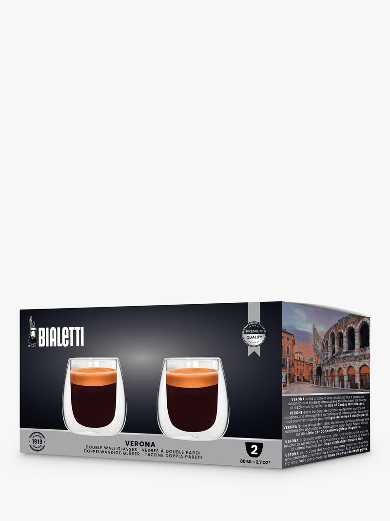 Bialetti Verona double-walled espresso glasses, set of two 80ml, UK version