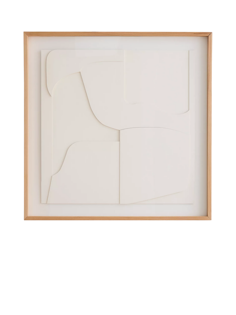 West Elm paper wall art 108x108cm natural beige, imported from the UK