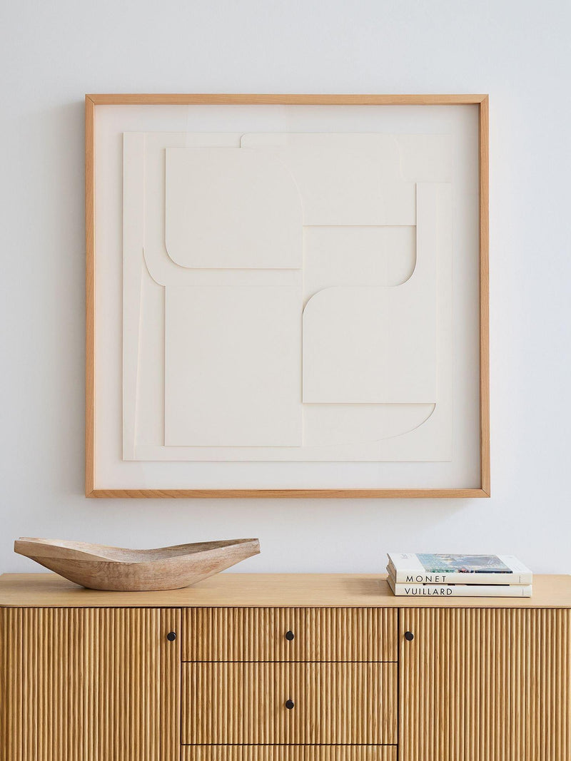West Elm paper wall art 108x108cm natural beige, imported from the UK