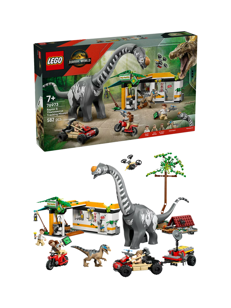LEGO Jurassic World Raptor and Titanosaurus Tracking Mission 76973 (British brand)