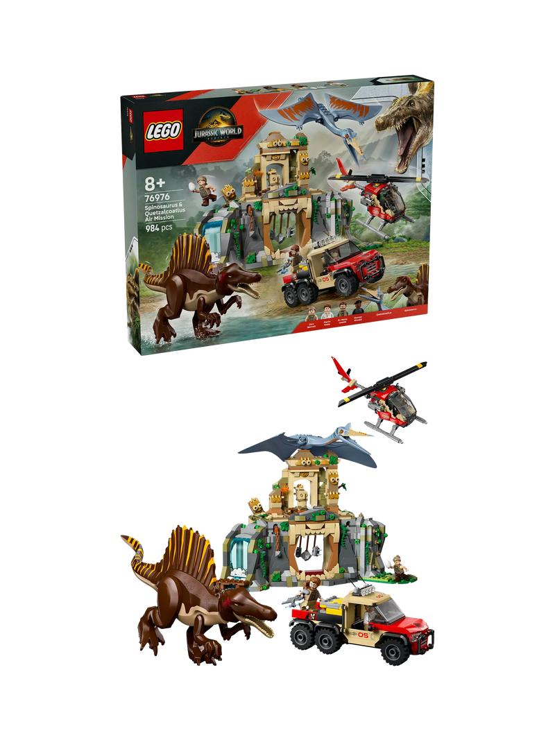 LEGO Jurassic World Spinosaurus and Quetzalcoatlus Air Mission building set, UK version