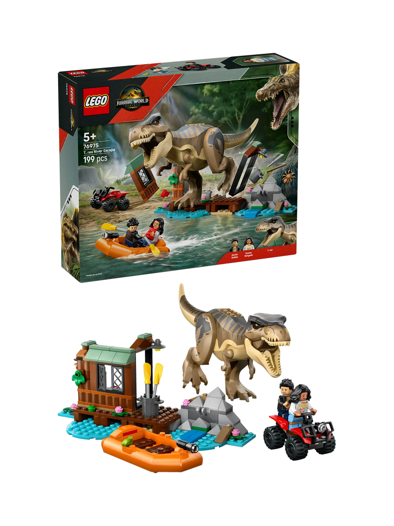 LEGO T. rex River Escape 199-piece building set, imported from the UK