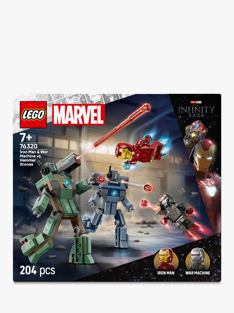 LEGO Marvel 76320 Iron Man & War Machine building set (British brand)