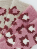 John Lewis fluffy animal print socks pink oatmeal - British product